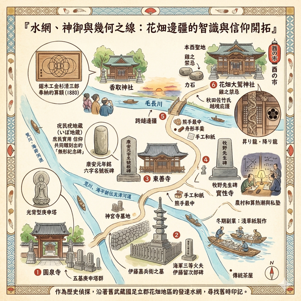 創意旅程主題：「水網、神御與幾何之線：花畑邊疆的智識與信仰開拓」