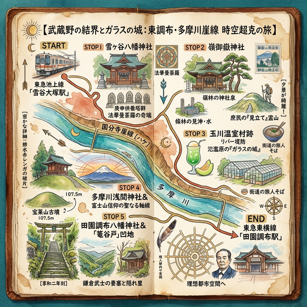 【武蔵野の結界とガラスの城：東調布・多摩川崖線 時空超克の旅】