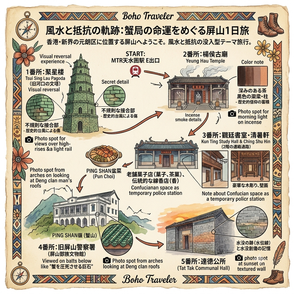風水と抵抗の軌跡：蟹局の命運をめぐる屏山1日旅