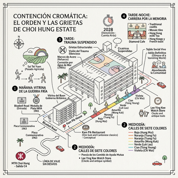 Contención Cromática_ El Orden y las Grietas de Choi Hung Estate