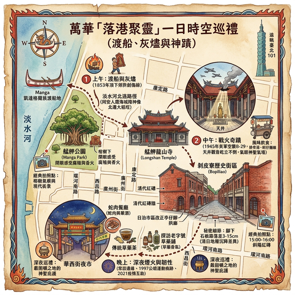 渡船、灰燼與神蹟：萬華「落港聚靈」一日時空巡禮