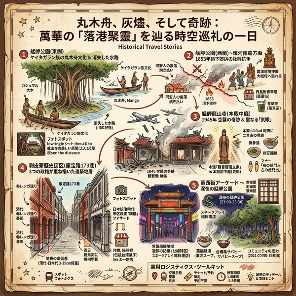 丸木舟、灰燼、そして奇跡：萬華の「落港聚靈」を辿る時空巡礼の一日