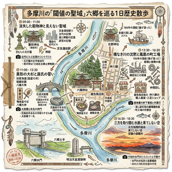 水脈と鉄血の転生：多摩川の「閾値の聖域」六郷を巡る1日歴史散步