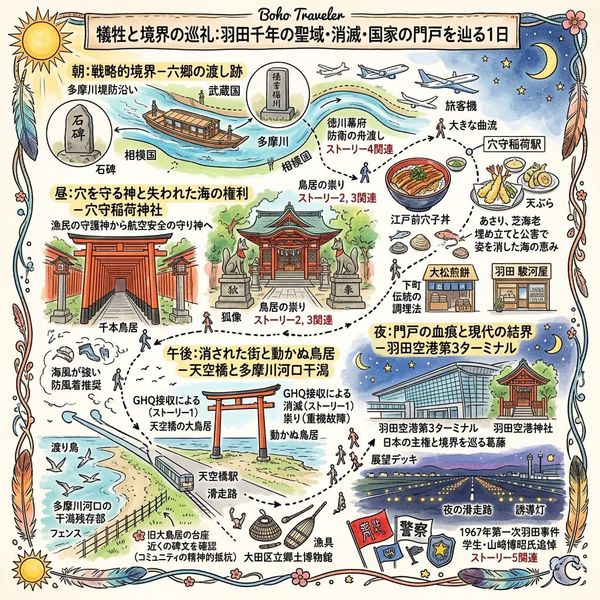 犠牲と境界の巡礼：羽田千年の聖域・消滅・国家の門戸を辿る1日