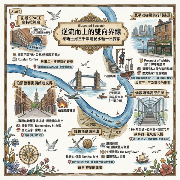 逆流而上的雙向界線：泰晤士河三千年隱秘水軸一日探索