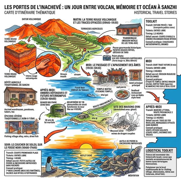 Les Portes de l'Inachevé _ Un Jour entre Volcan, Mémoire et Océan à Sanzhi.