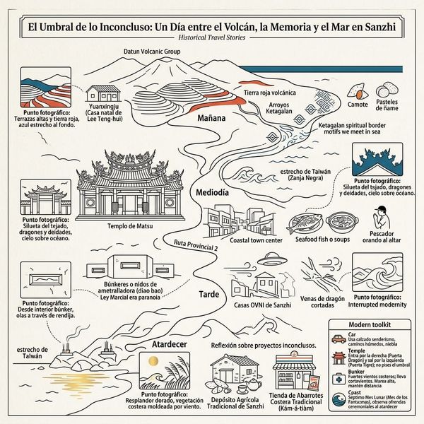 El Umbral de lo Inconcluso_ Un Día entre el Volcán, la Memoria y el Mar en Sanzhi