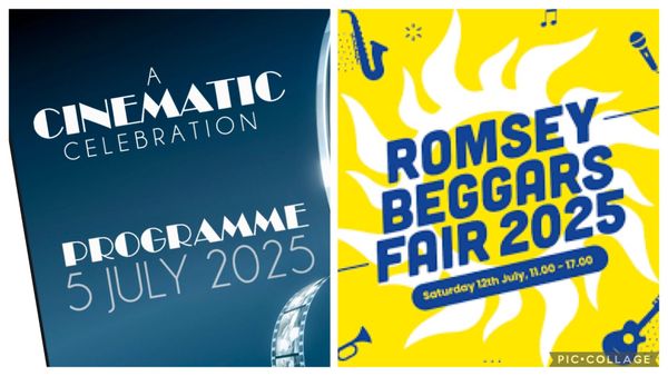 A programme for a cinematic celebration concert and a flyer for the beggars fair 2025.
