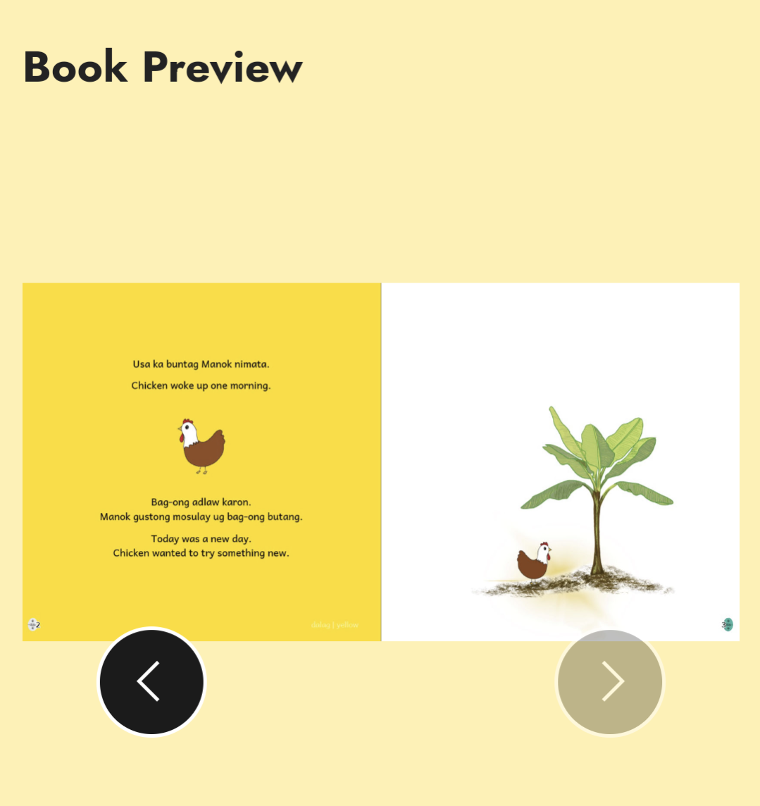 Two inside pages of Manok, a children's book in Binisaya