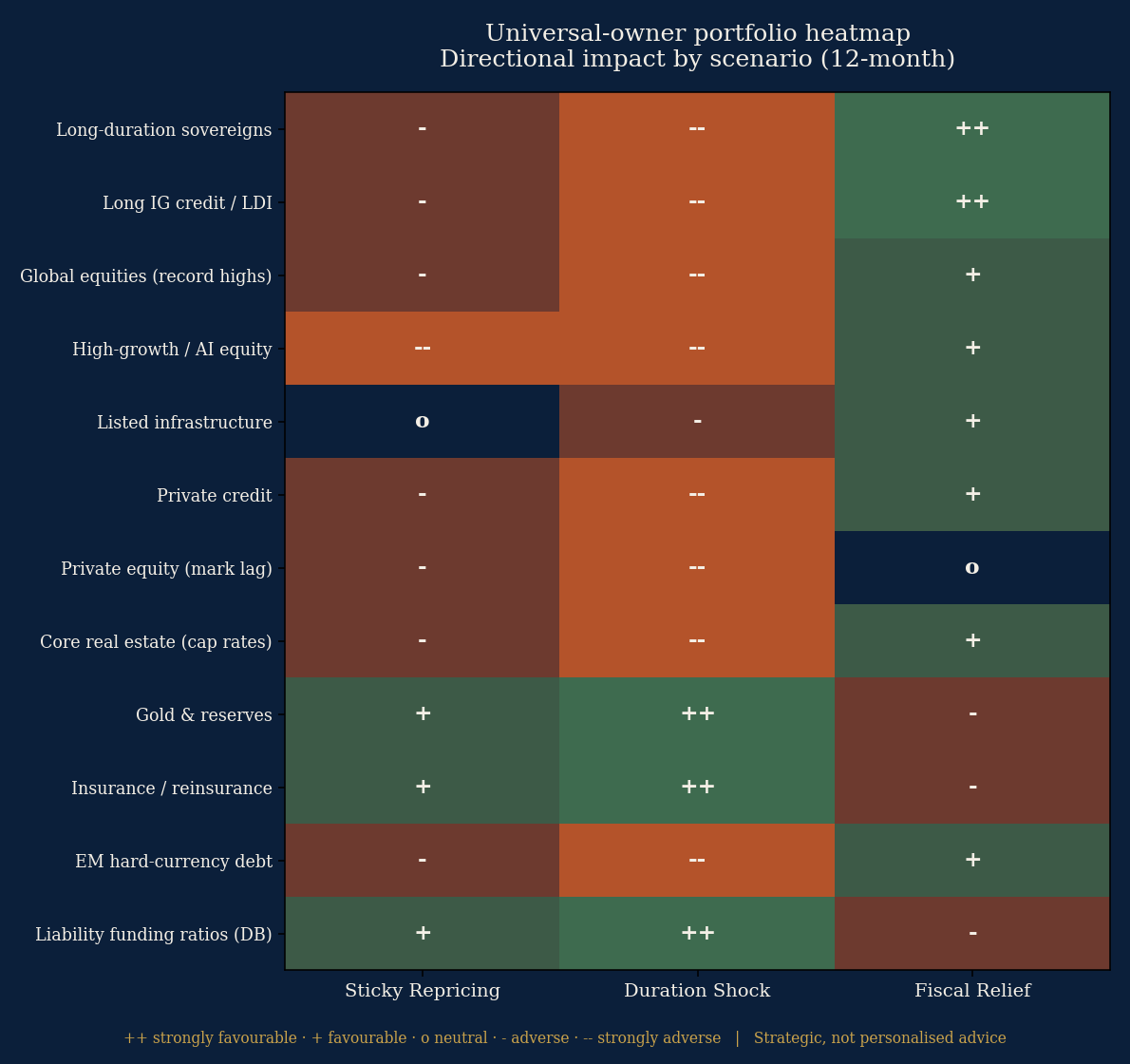 Universal-owner portfolio heatmap by scenario