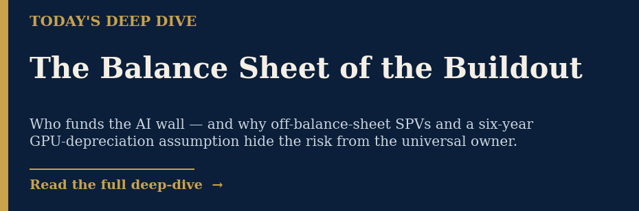 Today's deep dive: The Balance Sheet of the Buildout