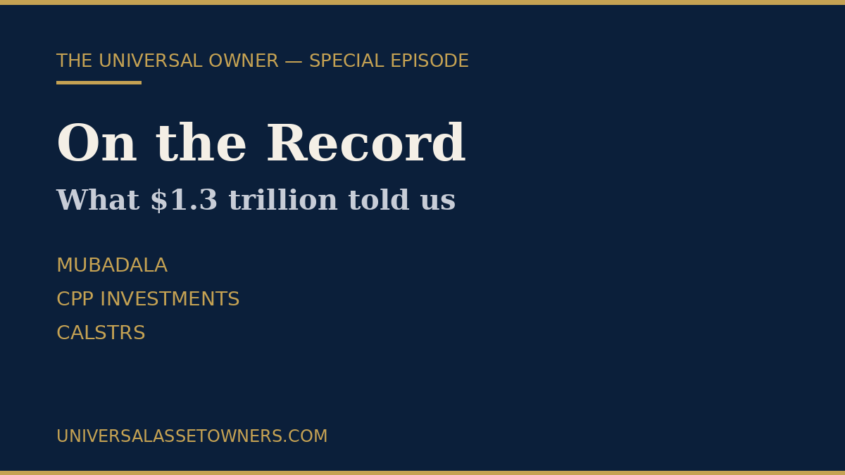 The Universal Owner podcast — listen now