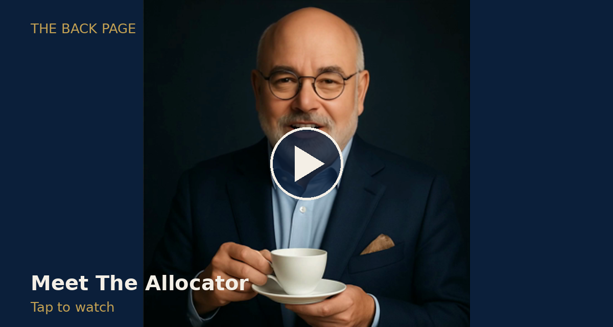 The Allocator official portrait with play badge: tap to watch, seventy seconds.