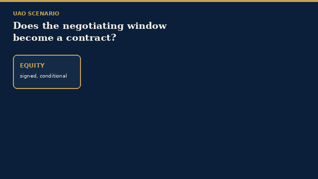 Scenario: does the negotiating window become a contract?