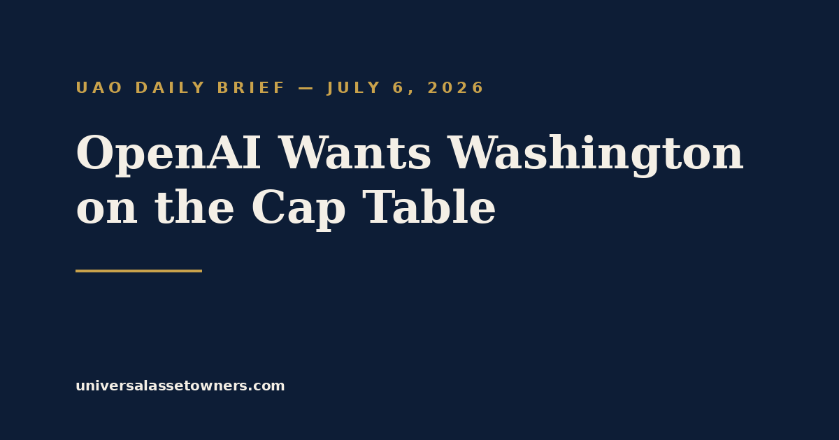 UAO Daily Brief, July 6, 2026: Washington Wants 5% of the AI Boom