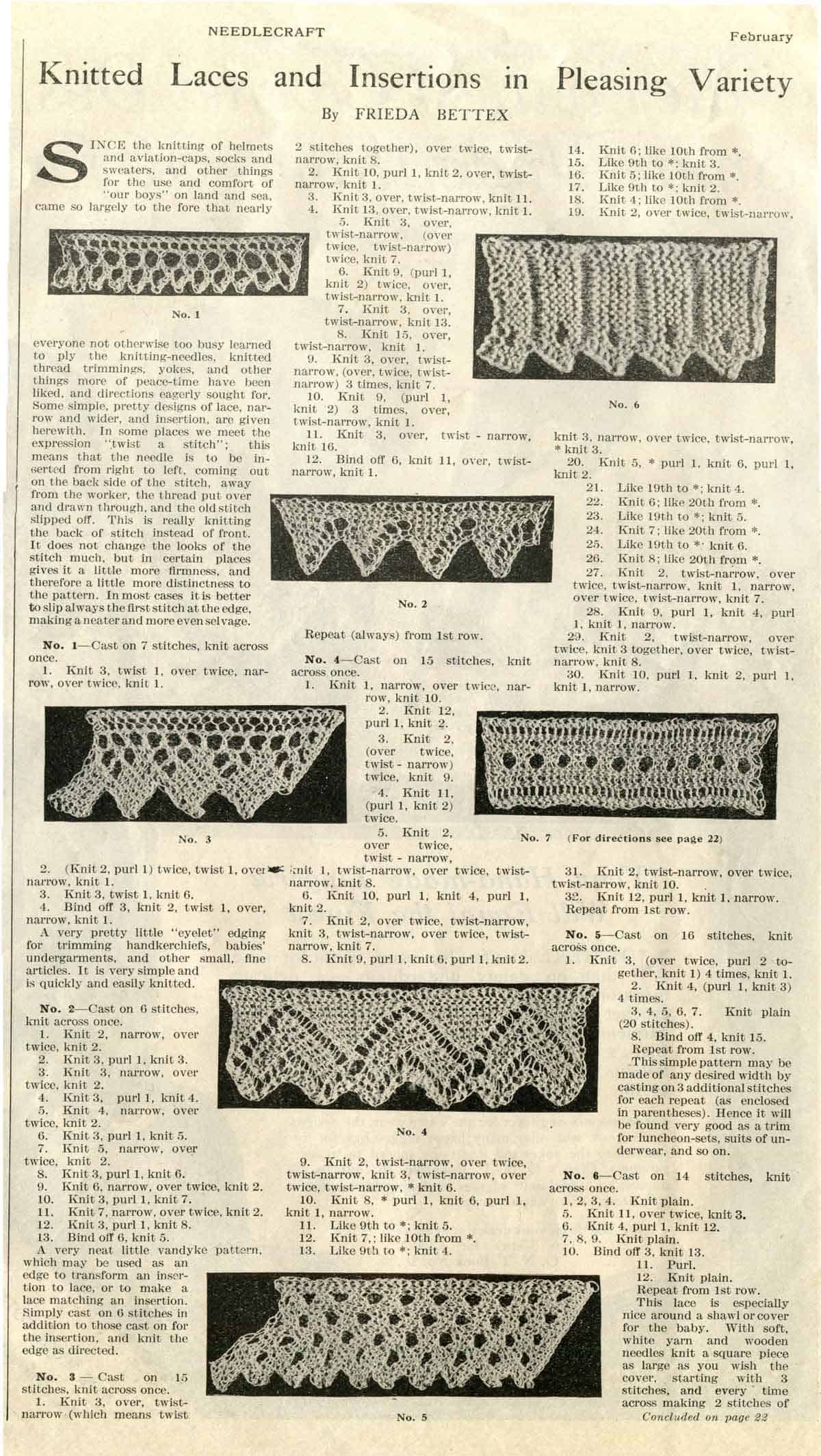7 Knitted Lace Patterns