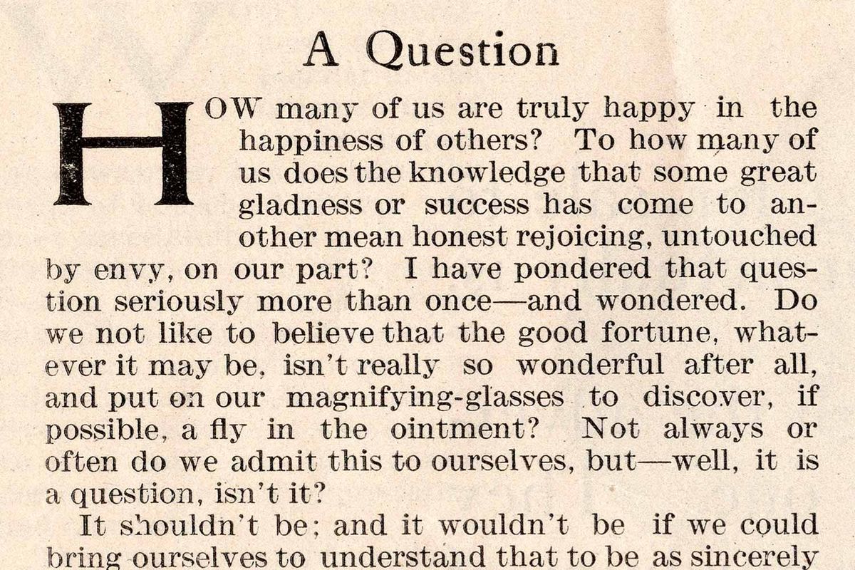 A Question 1923 Happiness In The Happiness Of Others