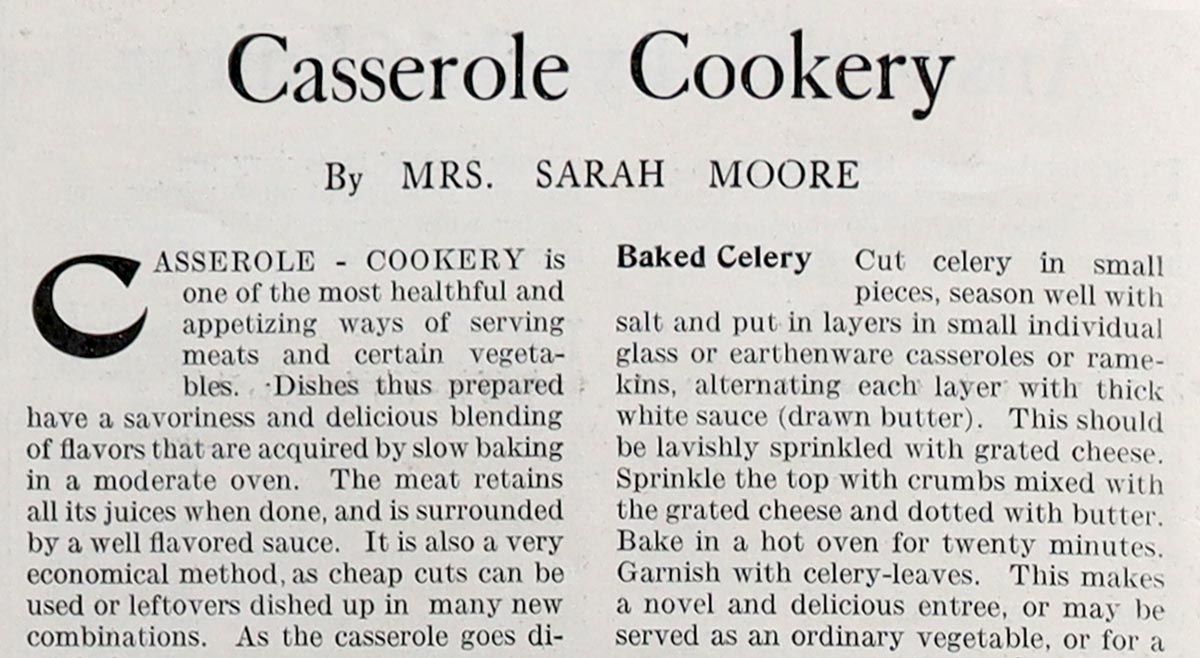 Casserole Cookery Sarah Moore