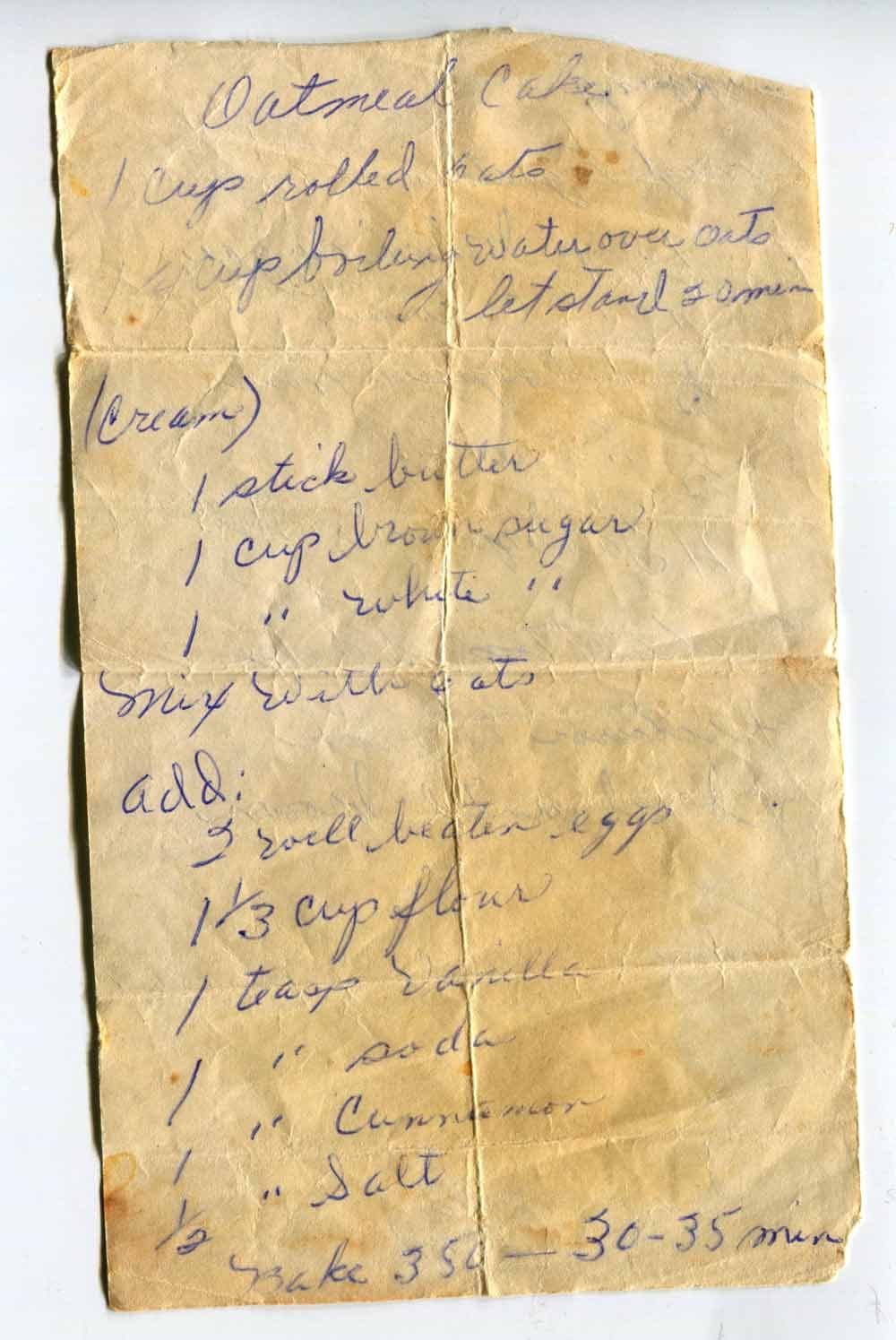 oatmeal cake recipe
