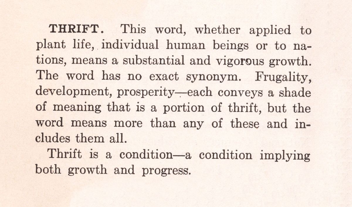 The Meaning Of The Word Thrift Wb Web