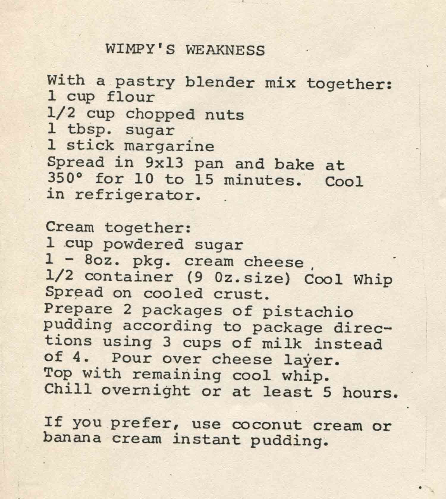 Wimpy’s Weakness: Pistachio Pudding Dessert Bars Recipe