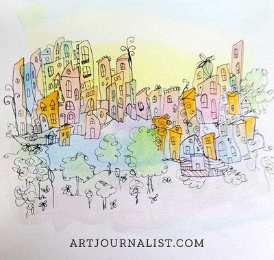 Watercolor Doodle Cities