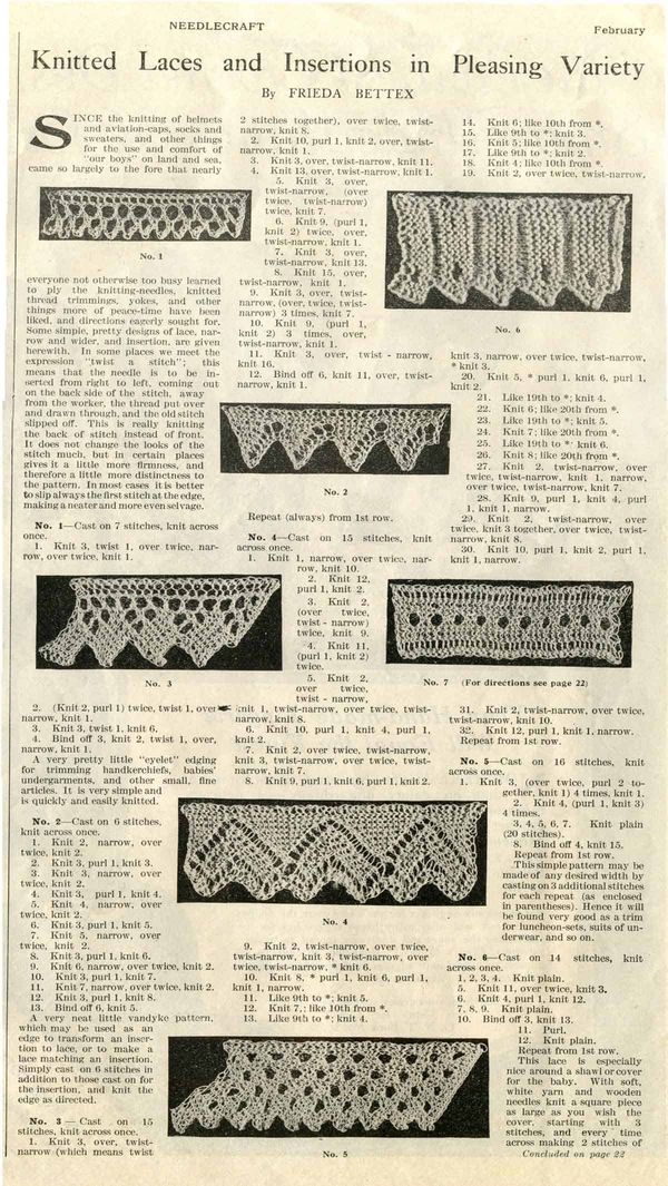 7 Knitted Lace Patterns