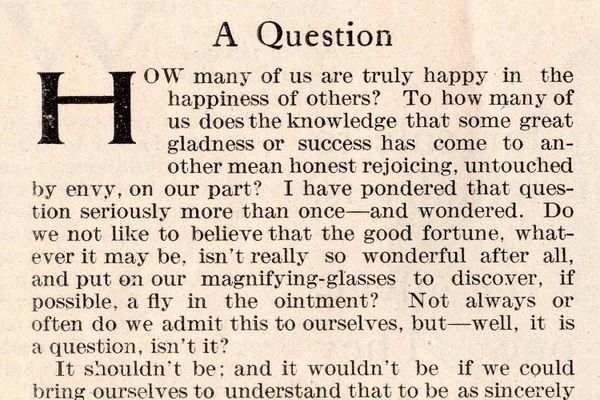 A Question 1923 Happiness In The Happiness Of Others