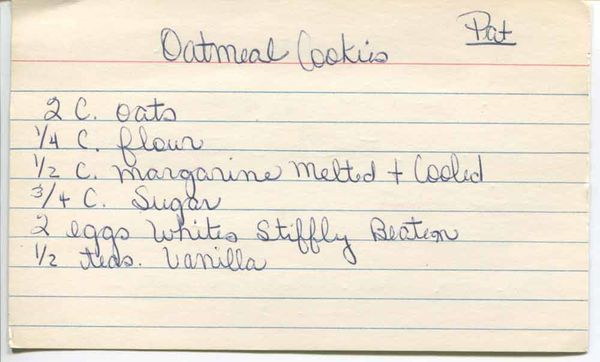 pats oatmeal cookies recipe