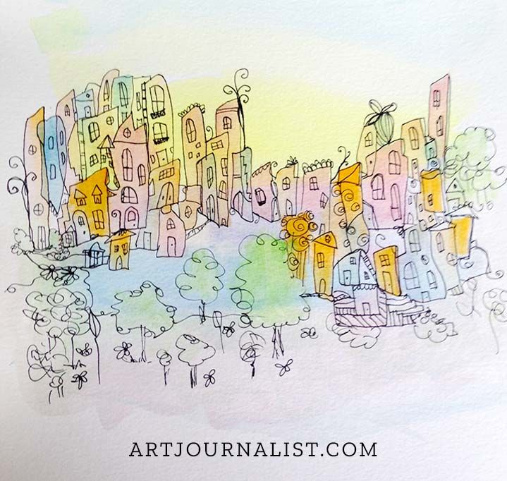 Watercolor Doodle Cities