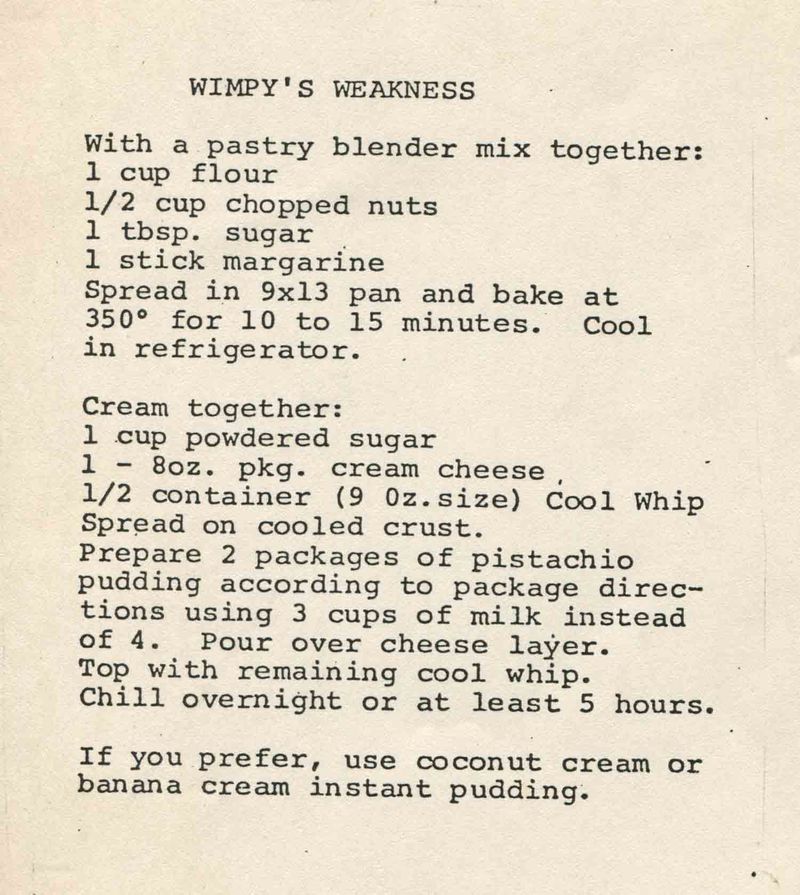 Wimpy’s Weakness: Pistachio Pudding Dessert Bars Recipe