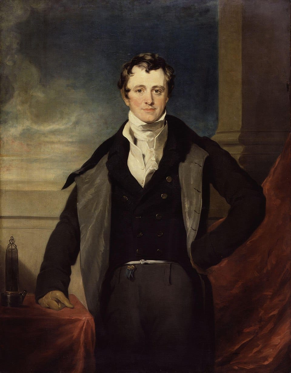 Oil portrait of Humphry Davy in dark coat, early 19th-century style