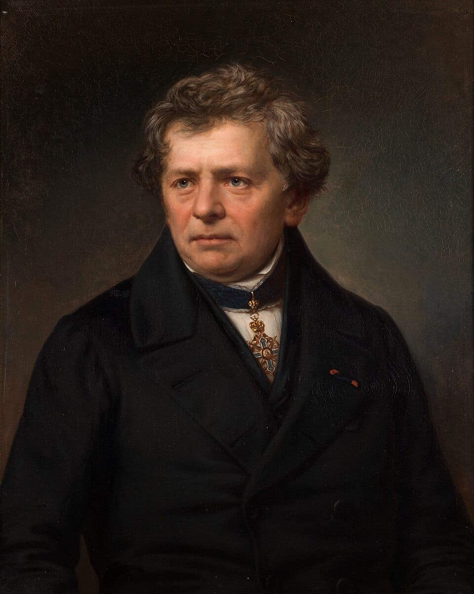Engraved portrait of Georg Ohm in formal attire.