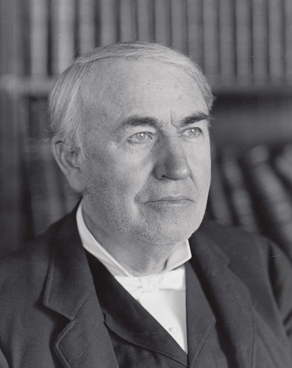 Portrait of Thomas Edison in suit, circa 1912.