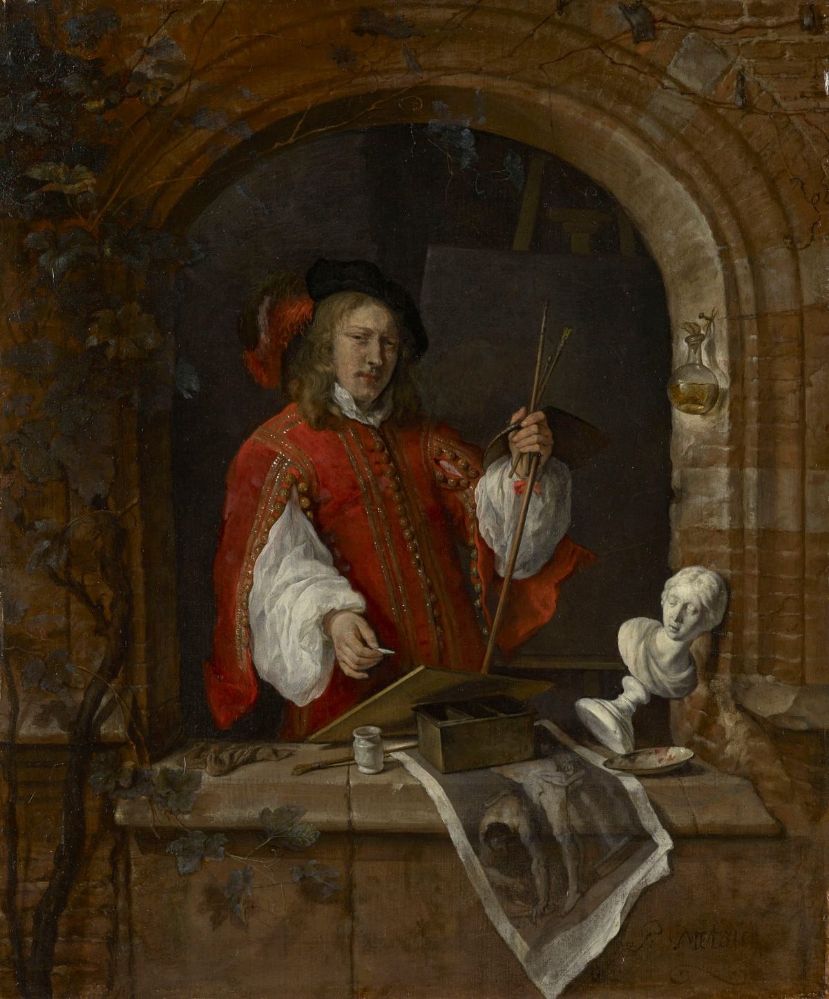 아치형 창가에 선 거장의 당당한 시선과 예술가의 자부심, 창가에 선 자화상 Self-Portrait Standing at a Window