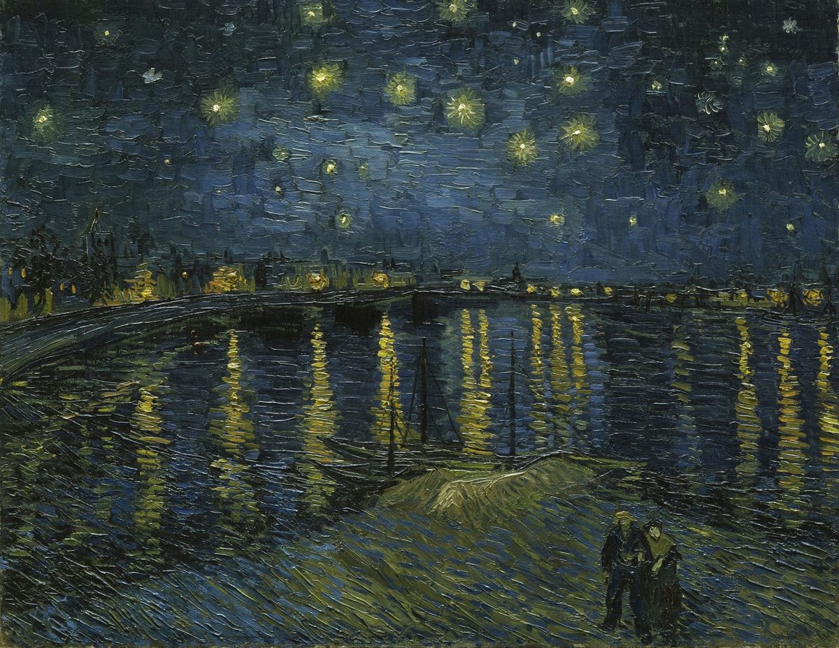 론강의 밤물결 위로 쏟아진 찬란한 별빛의 서정, 론강의 별이 빛나는 밤 Starry Night Over the Rhône