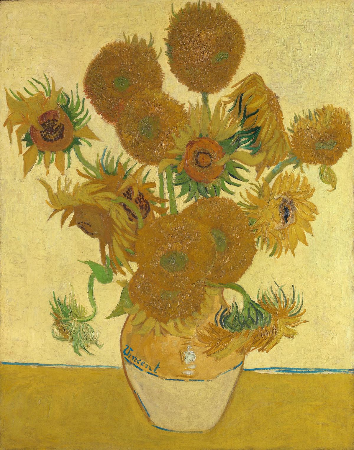 노란색으로 빚어낸 빛의 성전과 삶의 순환, 열다섯 송이 해바라기 Sunflowers (Fifteen Sunflowers in a Vase)