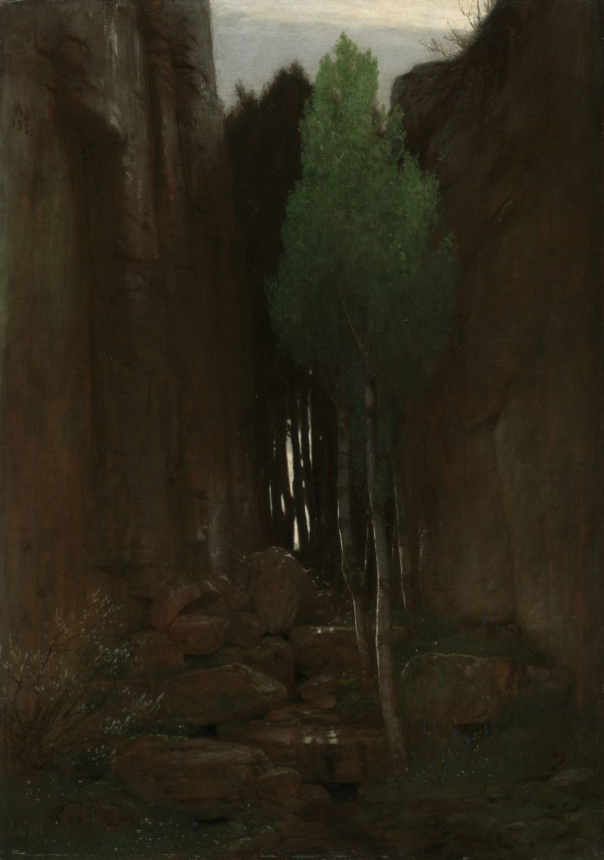 좁은 바위틈 속에서 솟아나는 태고의 생명수, 바위 협곡의 샘 Spring in a Ravine