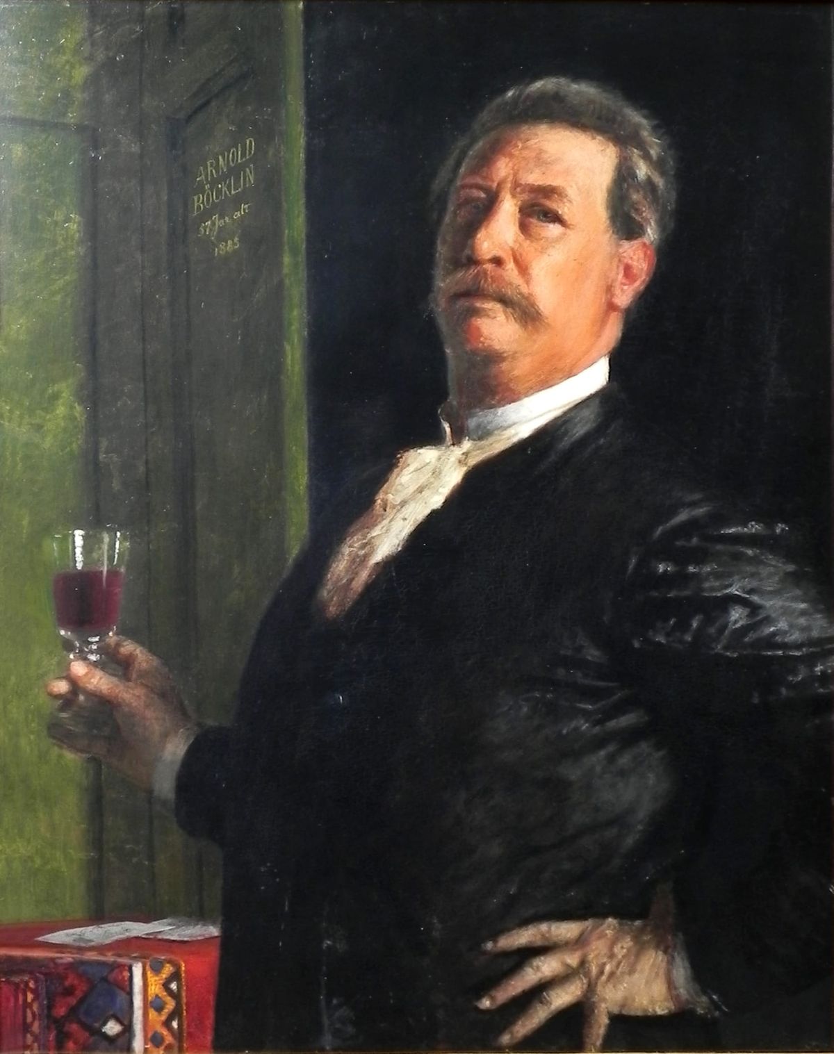 붉은 와인잔을 든 노장의 오만한 미소, 와인잔을 든 자화상 Self-Portrait with Wine Glass