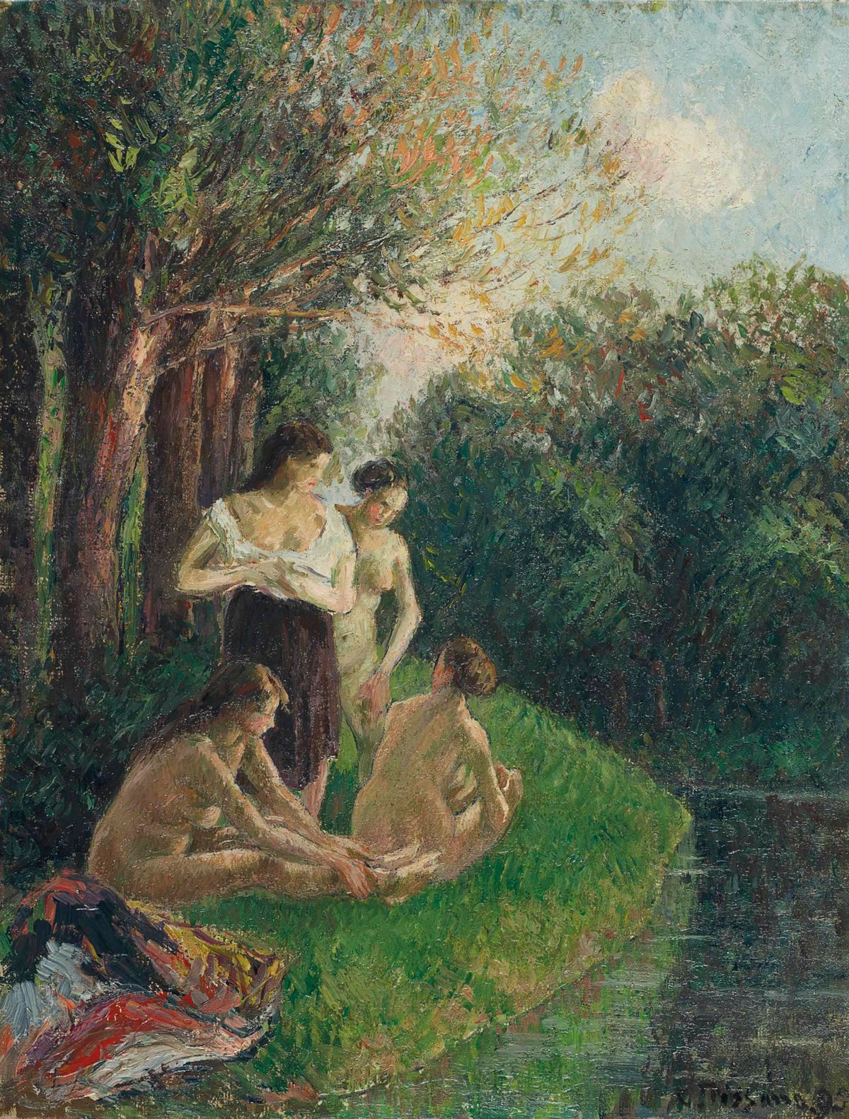 물가에서 이야기하는 네 명의 목욕하는 여인들 - Four Bathers Conversing by the Water (Quatre baigneuses discutant au bord de l’eau)