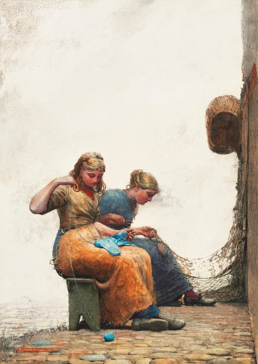 뜨개질과 그물 손질 (컬러코츠의 어촌 여인들) - Knitting and Mending Nets / Fisherwomen at Cullercoats
