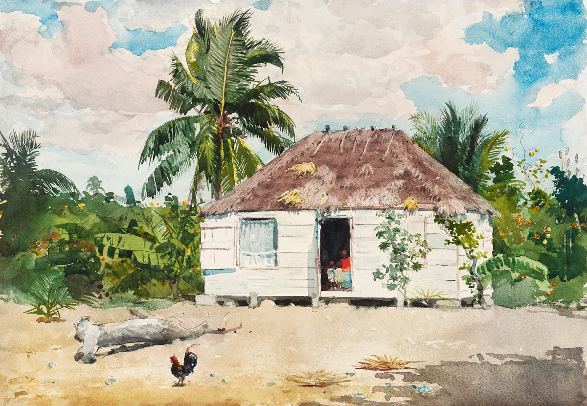 바하마의 오두막 (열대의 초가집과 아이들) - A Bahamian Cabin / A Nassau Native Hut