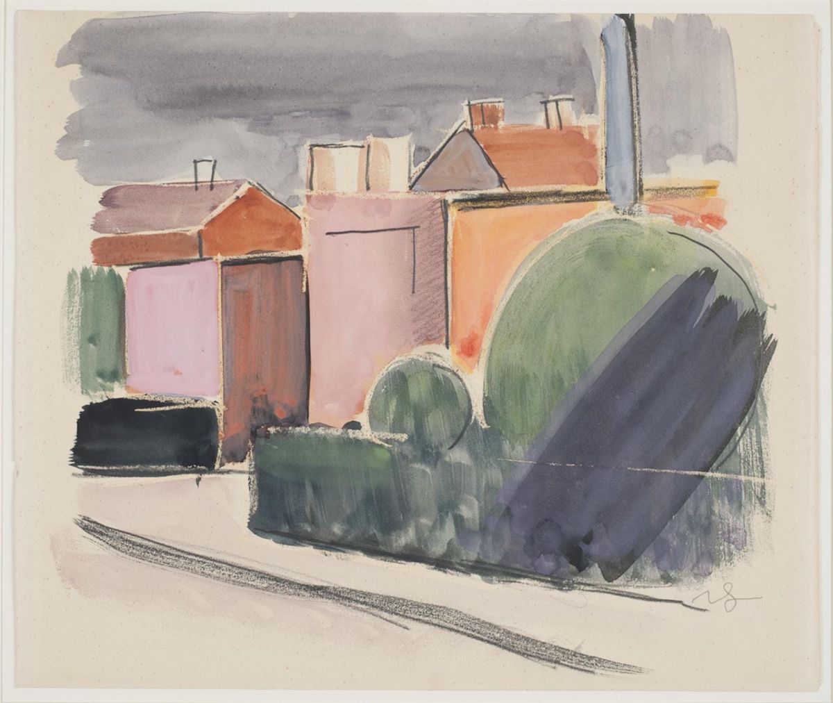 지붕과 나무가 있는 풍경 / 집들이 있는 풍경 (Landscape with Roofs and Trees / Houses and Trees)