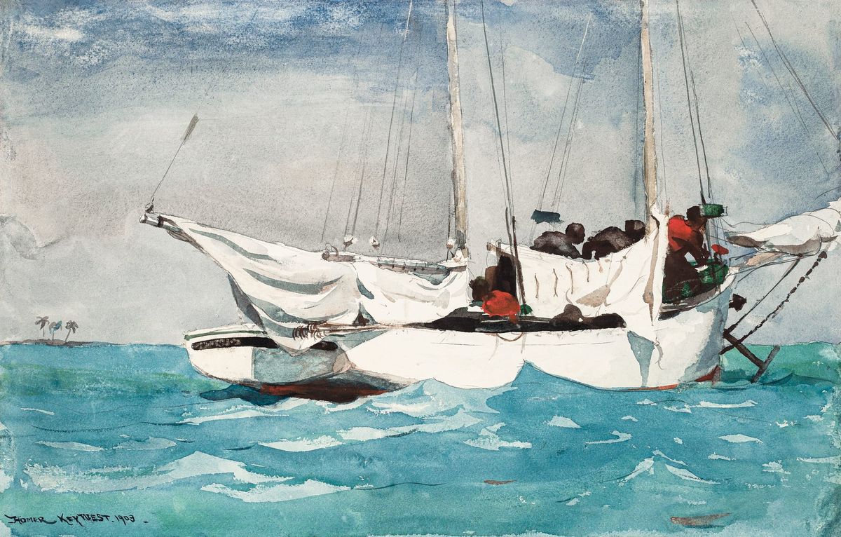 키웨스트의 해면 채취선 (정박한 범선들) - Sponging, Key West / Fishing Boats, Key West