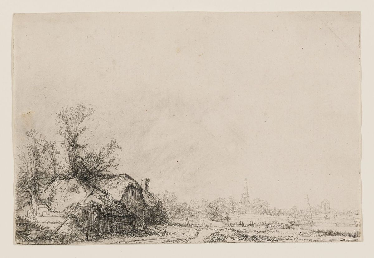 나무가 있는 초가집과 첨탑이 보이는 풍경 (Landscape with a Cottage and a Large Tree / Cottage with a Large Tree)