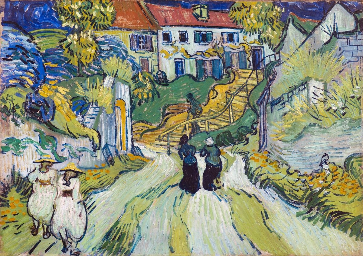 오베르의 계단이 있는 풍경과 다섯 인물 - Village Street and Steps in Auvers with Figures