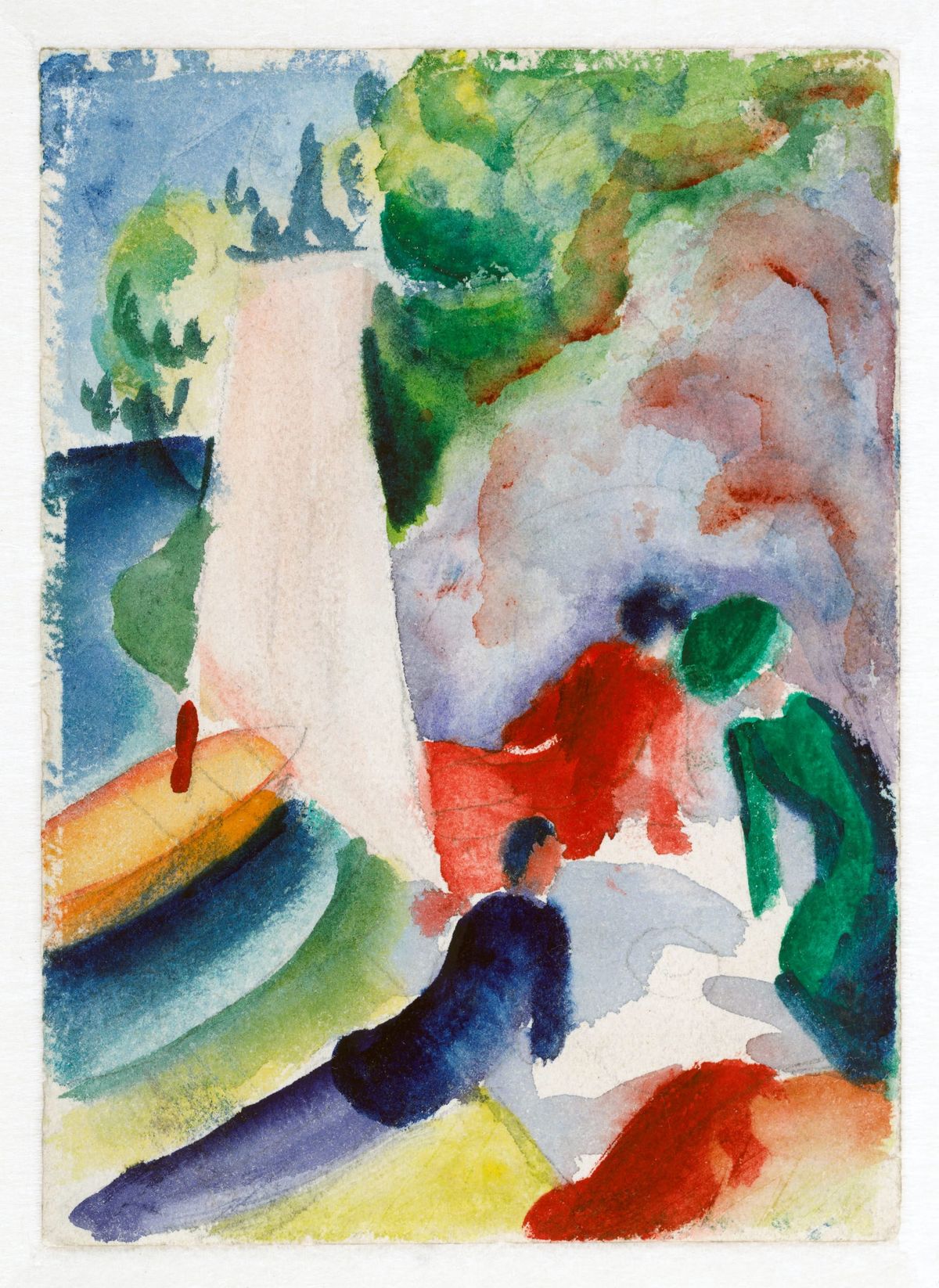 돛배와 휴식하는 인물들이 있는 풍경 (Segelboot und Figurengruppe am Ufer / Sailboat and Figures on the Shore, 1913-1914)