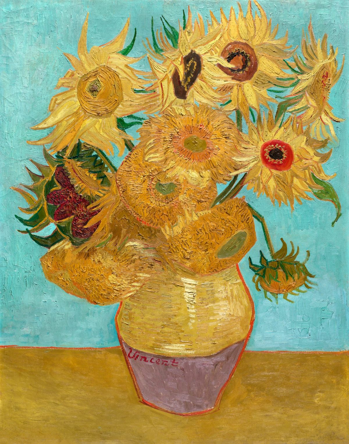 열두 송이 해바라기가 꽂힌 화병 - Sunflowers (Twelve Sunflowers in a Vase)