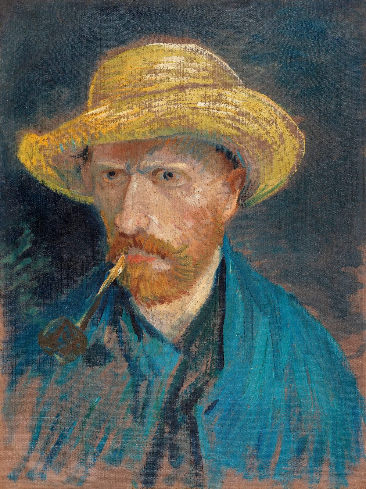 파이프와 밀짚모자를 쓴 자화상 - Self-Portrait with Straw Hat and Pipe