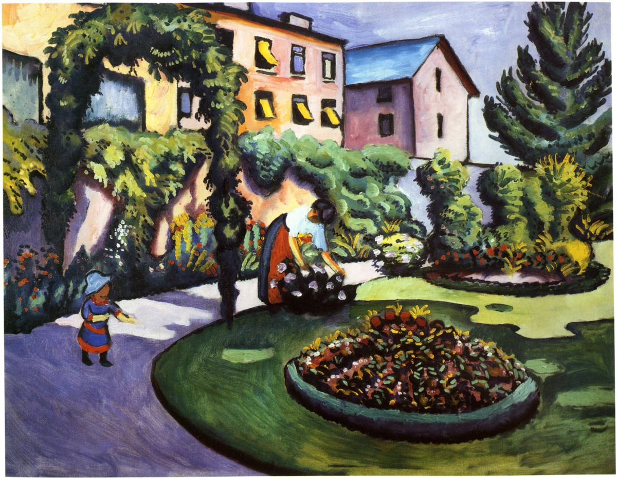 본에 있는 마케 가문의 정원 (Gartenbild: Mackescher Garten in Bonn / Garden Picture: Macke's Garden in Bonn, 1911)